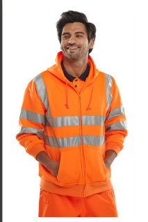 HOODED FULLY ZIPPED SWEATSHIRT ORANGE -	 BSHSSENOR