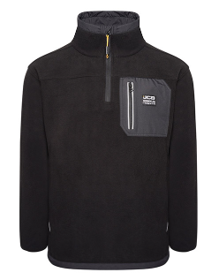 JCB TRADE HEAVYWEIGHT 1/4 ZIP BLACK TECH FLEECE DK9W