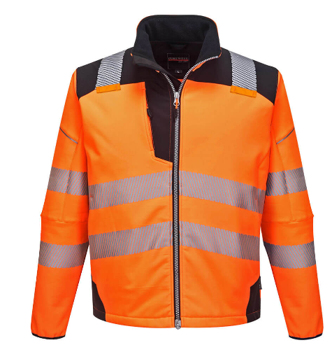 T402 - PW3 Hi-Vis Softshell (3L) Orange/Black