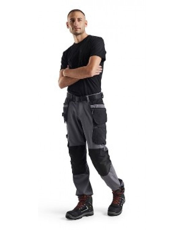 Blaklader Craftsman Trousers 4 - Way Stretch Mid Grey/Black