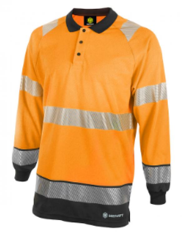 Hi Vis two tone polo shirt long sleeve