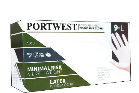 A910 - Powdered Latex Disposable Glove (Pk100)