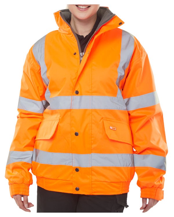 BSeen Hi-Vis Fleece Lined Bomber Jacket Orange