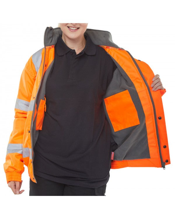 BSeen Hi-Vis Fleece Lined Bomber Jacket Orange