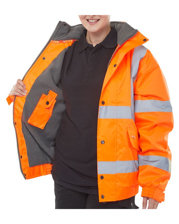 BSeen Hi-Vis Fleece Lined Bomber Jacket Orange