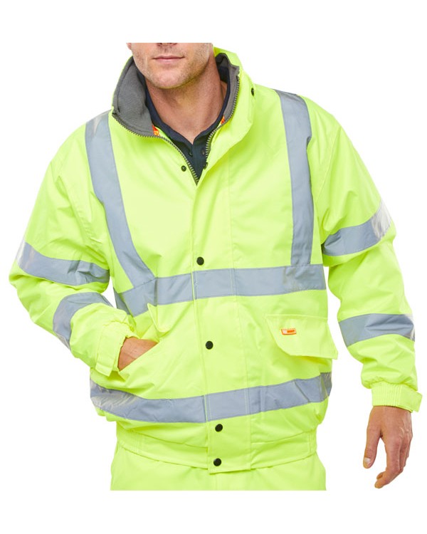 BSeen Hi-Vis Fleece Lined Bomber Jacket Yellow