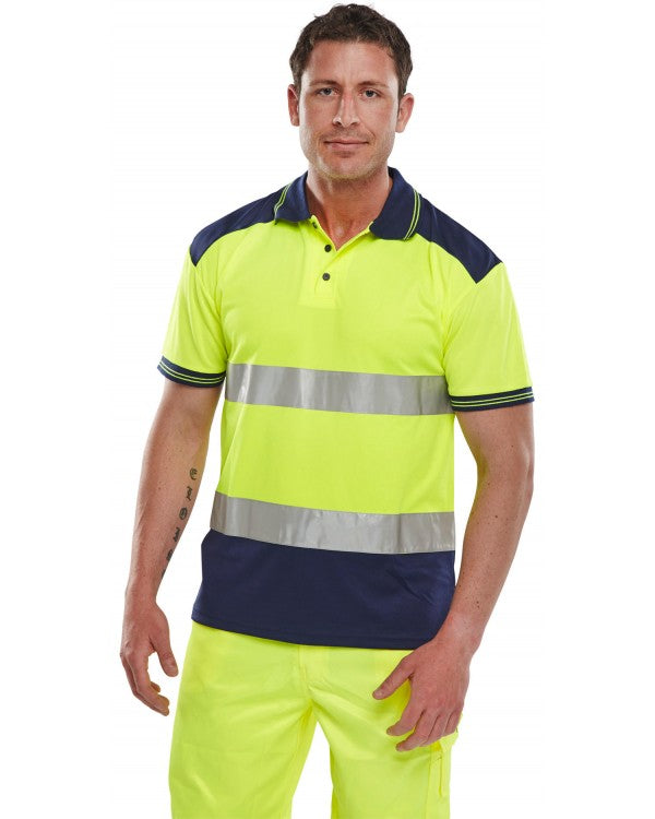 Bseen Hi-Vis Polo Shirt Two Tone Yellow/Navy