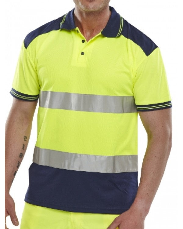 Bseen Hi-Vis Polo Shirt Two Tone Yellow/Navy