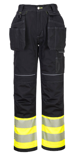 PW307 - PW3 Hi-Vis Class 1 Holster Pocket Trousers Yellow/Black