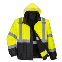 S365 - Hi-Vis 3-in-1 Contrast Premium Bomber Jacket Yellow/Black