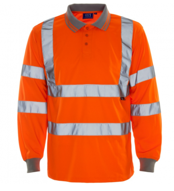 Supertouch 35E85 High Visibility Birdeye Long Sleeve Polo Orange